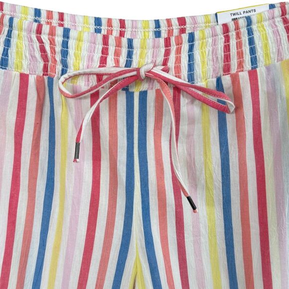 Style & Co Petite Medium Capris Pants Striped Wide Leg Smocked Waist Gauzy Multi - Picture 2 of 8
